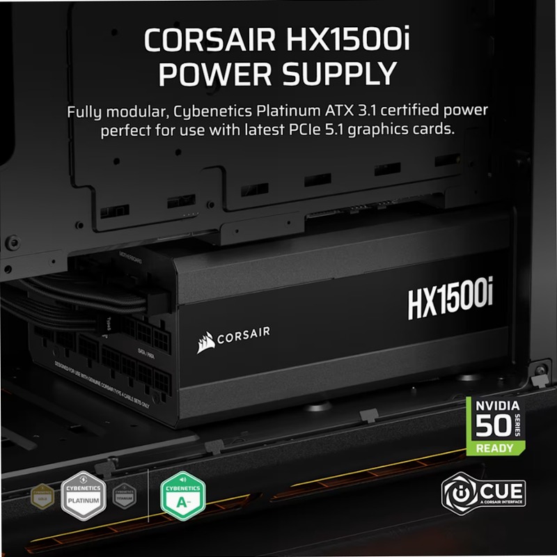 Alimentatore ATX HX1500i interamente modulare ultra-silenzioso Platinum per PC da 1500 Watt (EU)