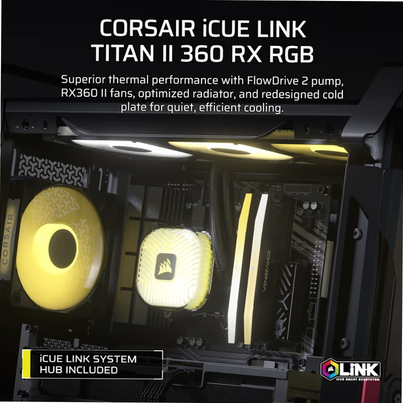 Dissipatore a liquido per CPU iCUE LINK TITAN II 360 RX RGB AIO