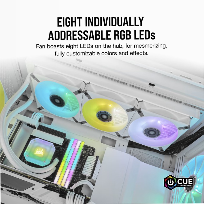 Ventola PWM a levitazione magnetica iCUE ML140 RGB ELITE Premium da 140 mm - Telaio Bianco 140mm