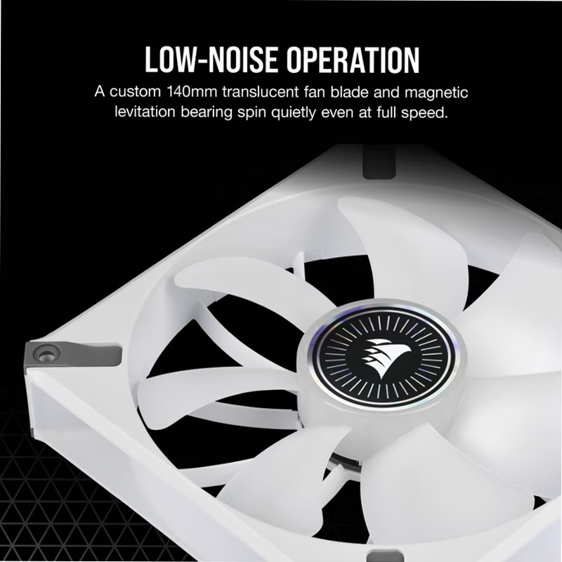 Ventola PWM a levitazione magnetica iCUE ML140 RGB ELITE Premium da 140 mm - Telaio Bianco 140mm