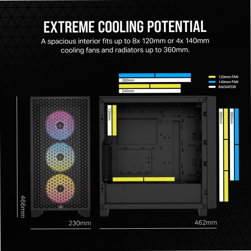 Case per PC mid-tower 3000D RGB AIRFLOW - nero