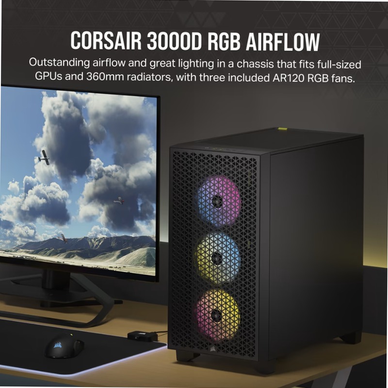 Case per PC mid-tower 3000D RGB AIRFLOW - nero
