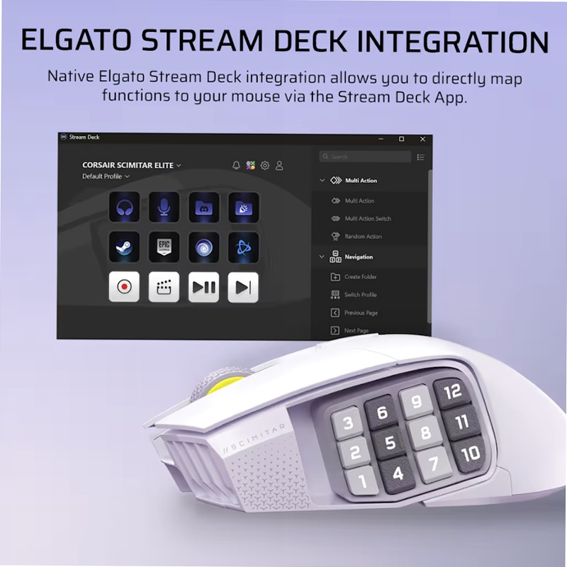 Mouse Gaming MMO Scimitar Elite Wireless SE - Bianco 16
