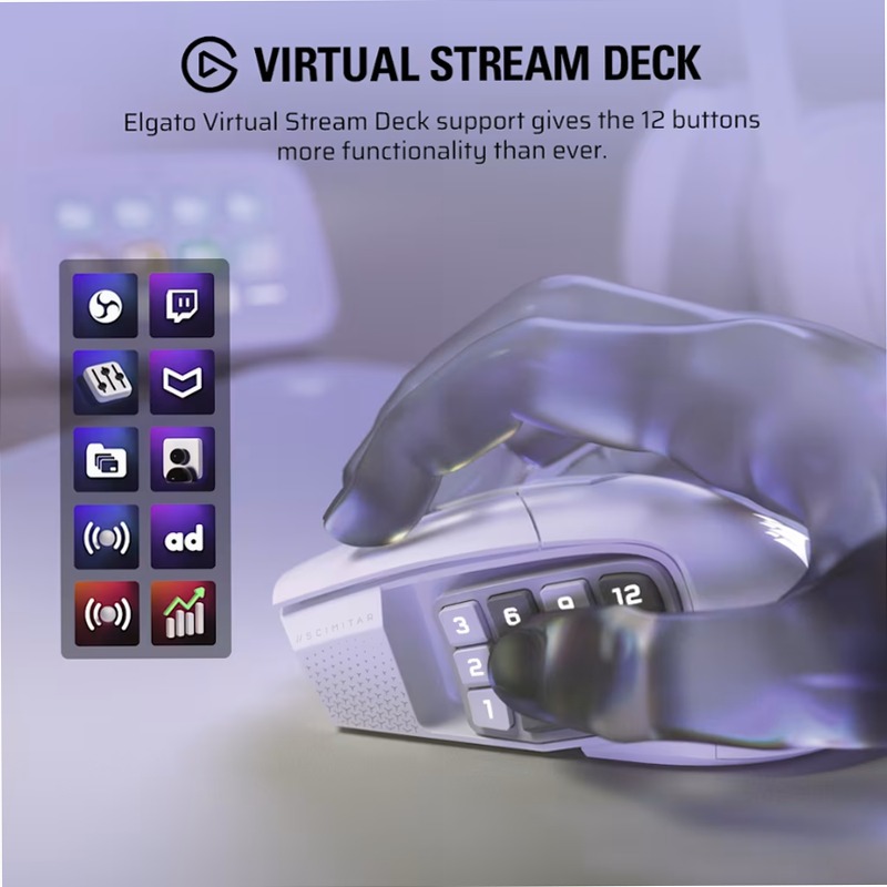 Mouse Gaming MMO Scimitar Elite Wireless SE - Bianco 16