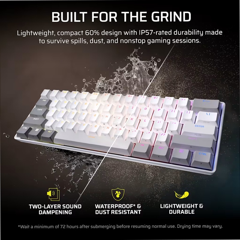 Tastiera Gaming CLIPPER PRO MINI 60 - Bianco (UK) UK