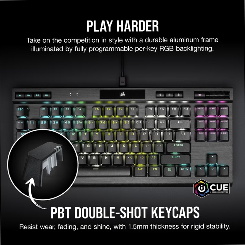 Tastiera gaming opto-meccanica K70 RGB TKL CHAMPION SERIES con keycap DOUBLE SHOT PRO in PBT (NA)