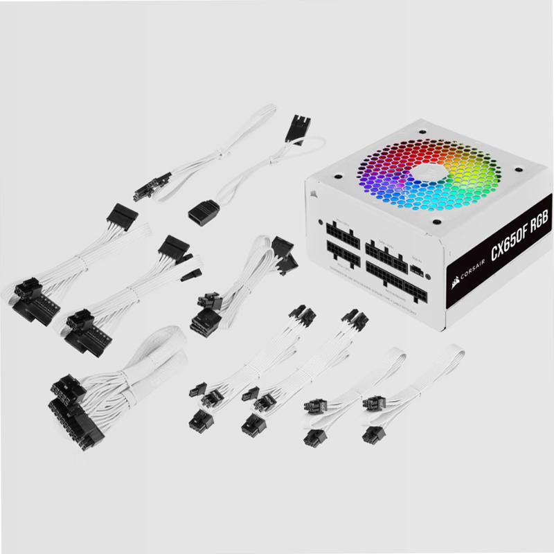 Alimentatore RGB bianco CX Series CX650F — 650 watt, interamente modulare 80 Plus Bronze