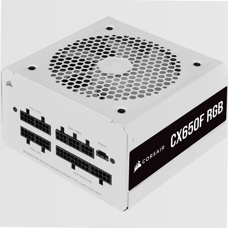 Alimentatore RGB bianco CX Series CX650F — 650 watt, interamente modulare 80 Plus Bronze