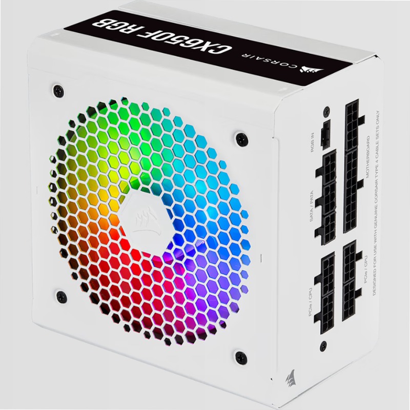 Alimentatore RGB bianco CX Series CX650F — 650 watt, interamente modulare 80 Plus Bronze