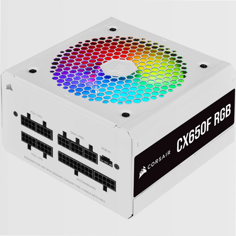 Alimentatore RGB bianco CX Series CX650F — 650 watt, interamente modulare 80 Plus Bronze