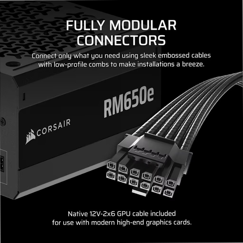 Alimentatore ATX RMe Series RM650e Interamente Modulare e a Bassa Rumorosità