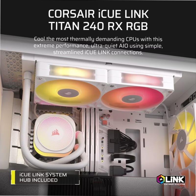 Dissipatore a Liquido CPU iCUE LINK TITAN 240 RX RGB AIO - Bianco 2