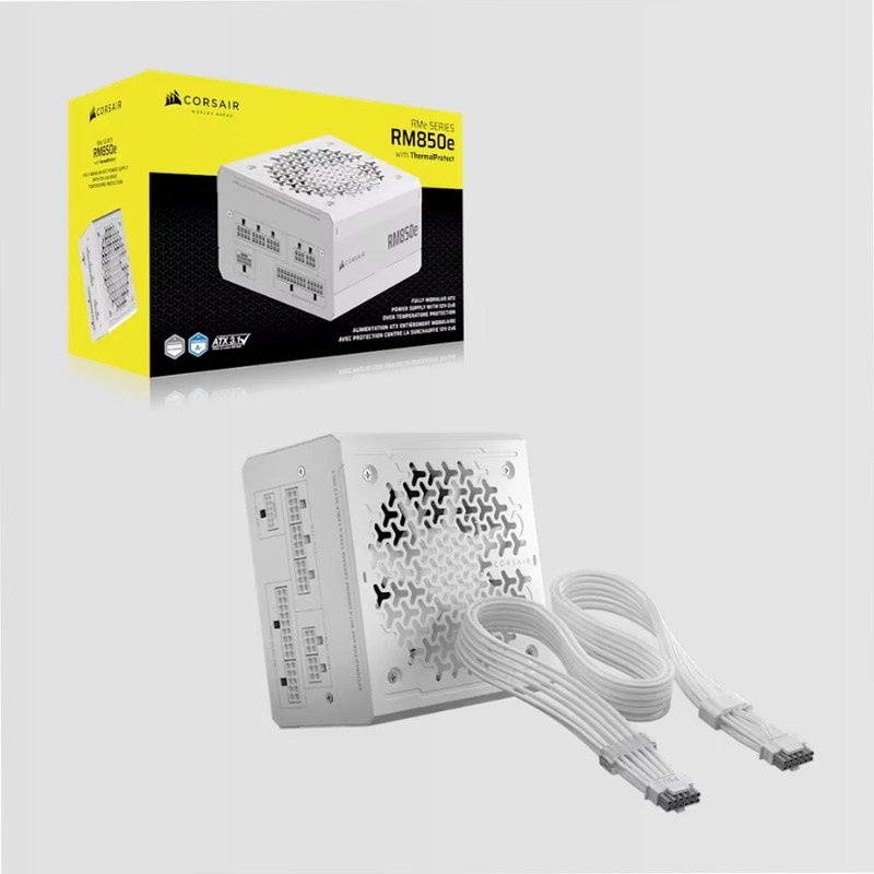 RM850e ATX 3.1 Low-Noise ATX Power Supply with ThermalProtect 12V-2x6 Cable - White (EU)