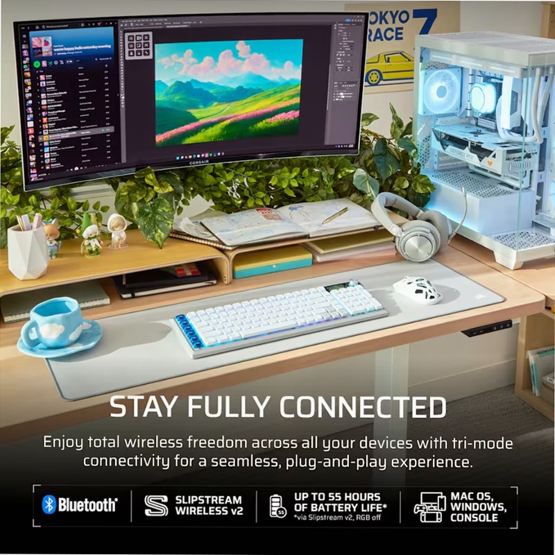 Tastiera Gaming VANGUARD AIR 99 Wireless - Bianco Alluminio Wireless 2.4 GHz
