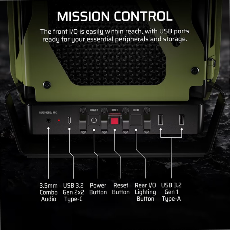 Case per PC Mid-Tower WARTHOG Airflow - Verde oliva