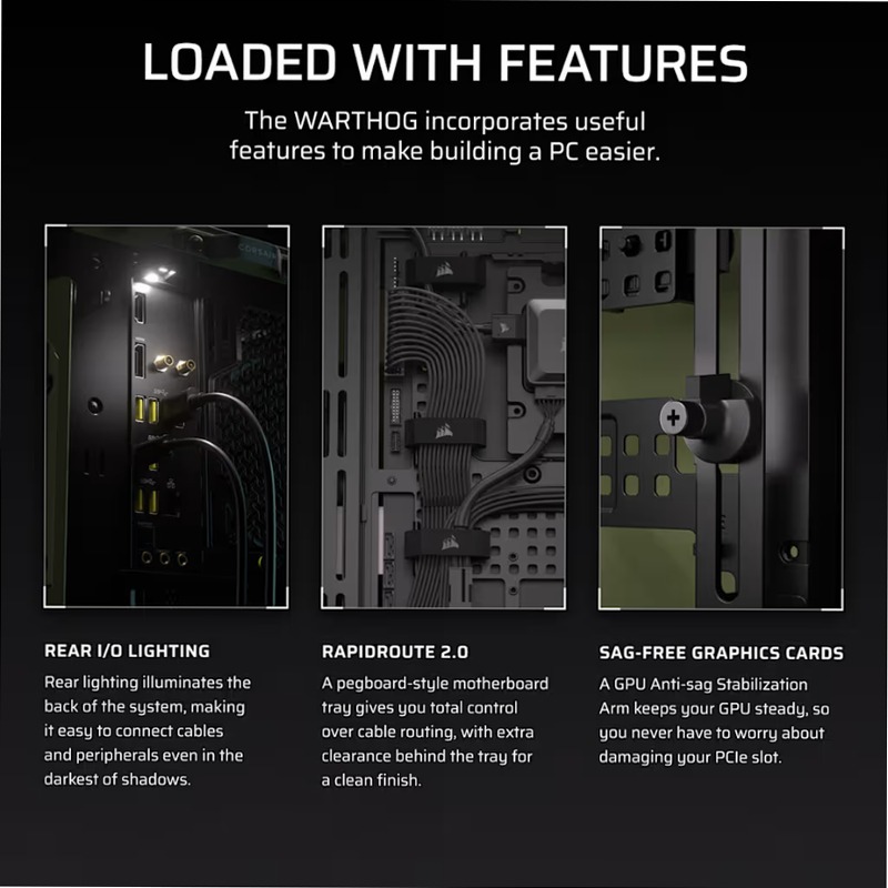 Case per PC Mid-Tower WARTHOG Airflow - Verde oliva