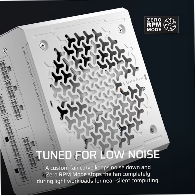 RM1000e ATX 3.1 Low-Noise ATX Power Supply with ThermalProtect 12V-2x6 Cable - White (EU)