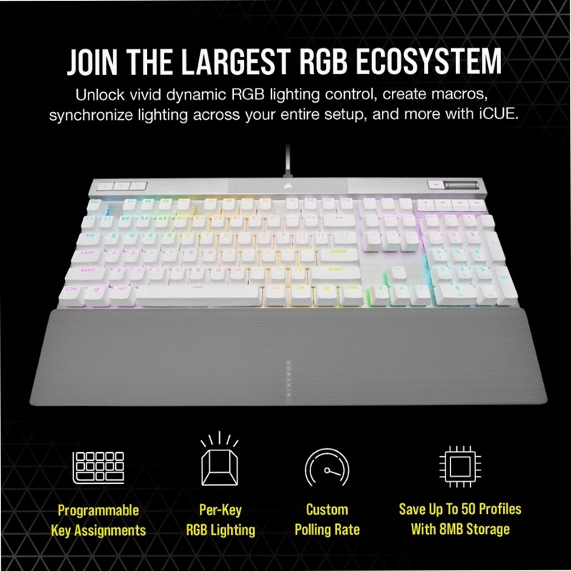 Tastiera Gaming K70 PRO RGB - Bianca