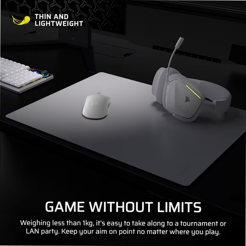 Mouse pad gaming MM Glass Large - Grigio