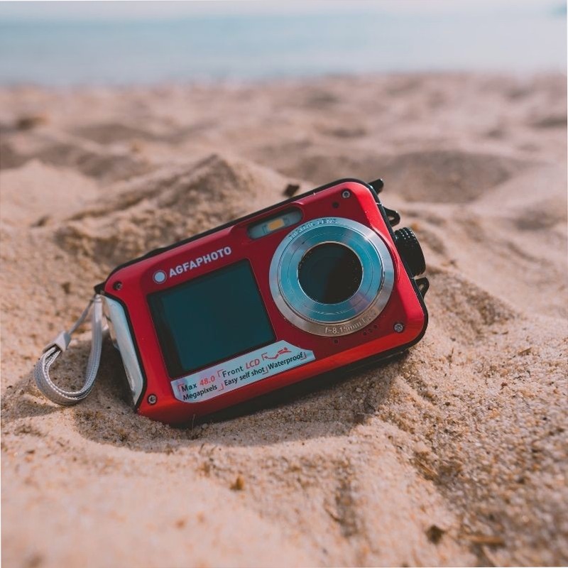 AgfaPhoto Realishot WP8000 Set Fotocamera Waterproof – 24MP, Full HD, 3 m impermeabile, 2 batterie e laccio galleggiante
