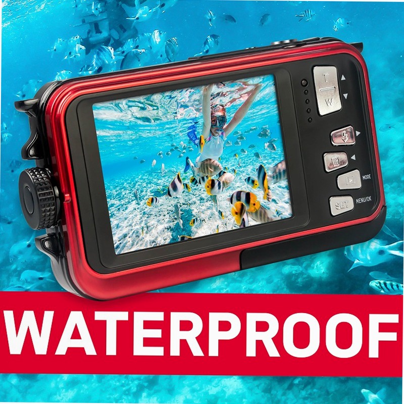 AgfaPhoto Realishot WP8000 Set Fotocamera Waterproof – 24MP, Full HD, 3 m impermeabile, 2 batterie e laccio galleggiante