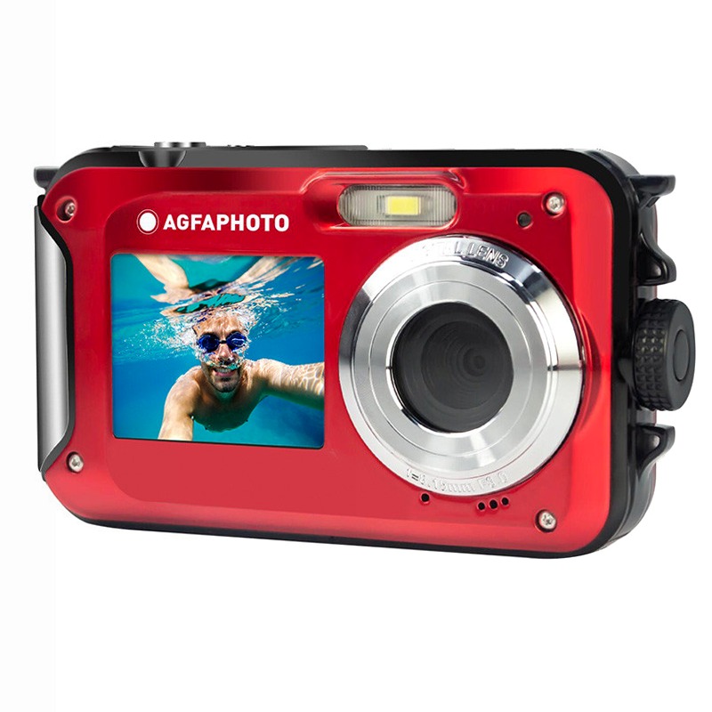 AgfaPhoto Realishot WP8000 Set Fotocamera Waterproof – 24MP, Full HD, 3 m impermeabile, 2 batterie e laccio galleggiante