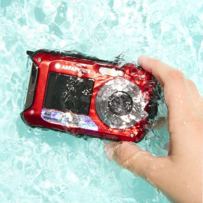 AgfaPhoto Realishot WP8000 Set Fotocamera Waterproof – 24MP, Full HD, 3 m impermeabile, 2 batterie e laccio galleggiante
