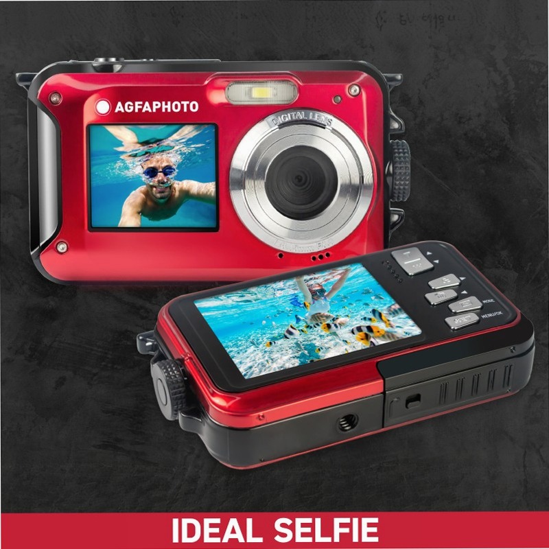 AgfaPhoto Realishot WP8000 Set Fotocamera Waterproof – 24MP, Full HD, 3 m impermeabile, 2 batterie e laccio galleggiante