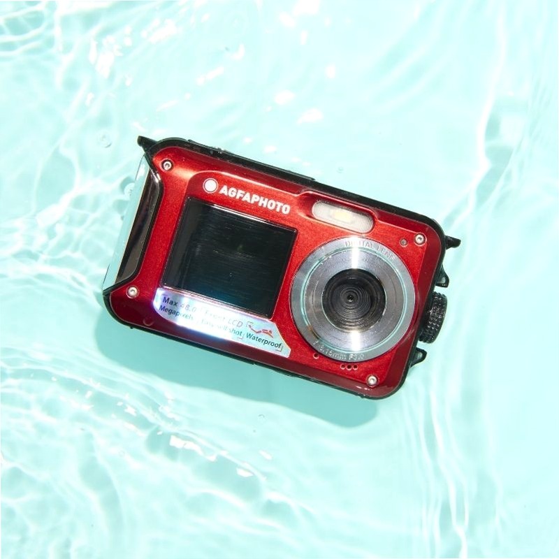 AgfaPhoto Realishot WP8000 Set Fotocamera Waterproof – 24MP, Full HD, 3 m impermeabile, 2 batterie e laccio galleggiante