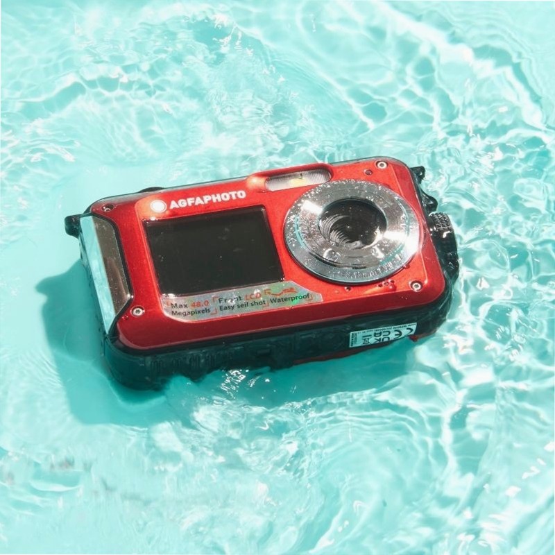 AgfaPhoto Realishot WP8000 Set Fotocamera Waterproof – 24MP, Full HD, 3 m impermeabile, 2 batterie e laccio galleggiante