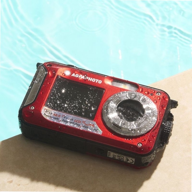 AgfaPhoto Realishot WP8000 Set Fotocamera Waterproof – 24MP, Full HD, 3 m impermeabile, 2 batterie e laccio galleggiante