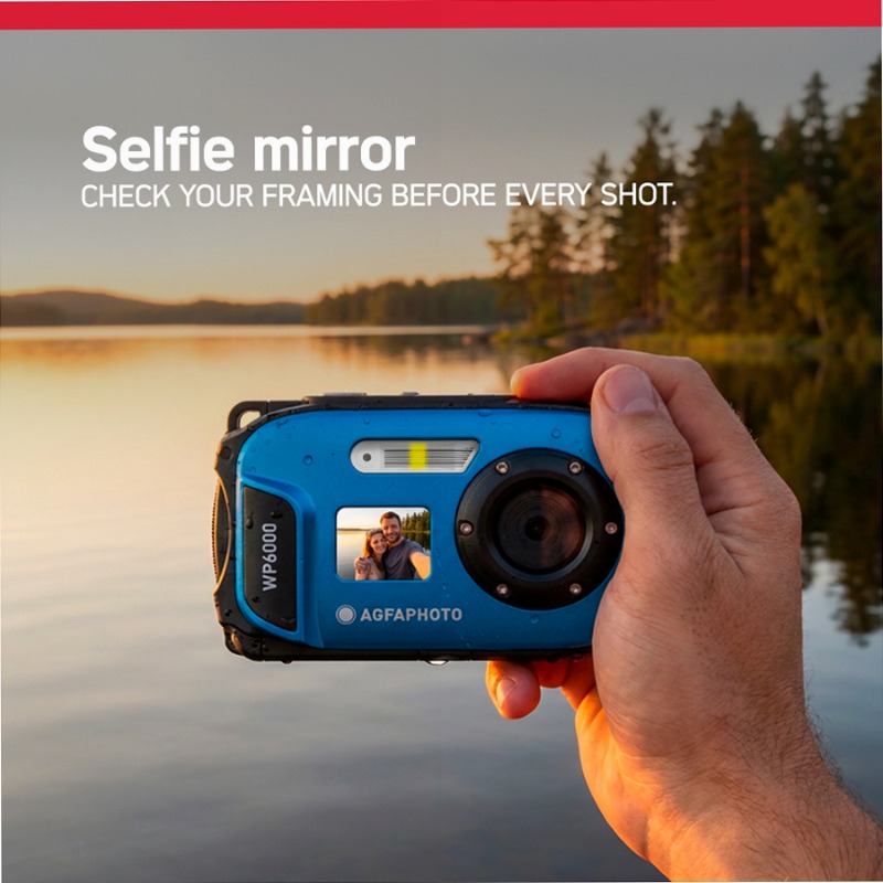 AgfaPhoto Realishot WP6000 – Fotocamera Waterproof 3m, 18MP CMOS, Video HD, Zoom Digitale 16x & Specchio Selfie Cromo
