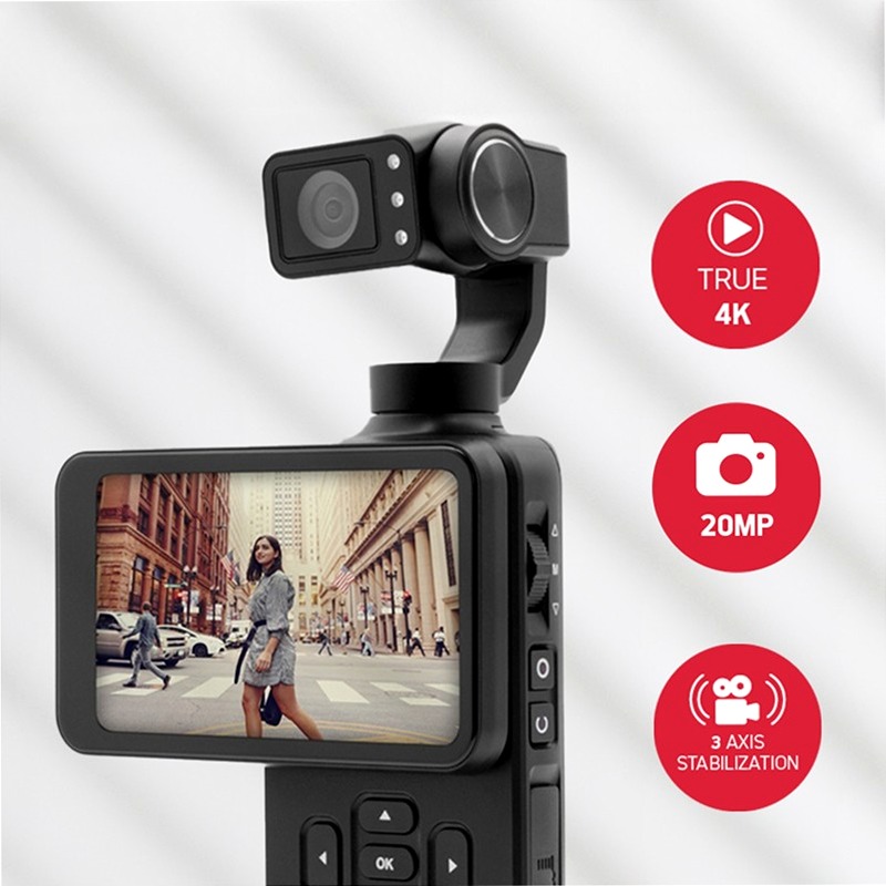 Gimbal Camera Realimove MC3X AgfaPhoto - Stabilizzazione a 3 Assi 120° 4K