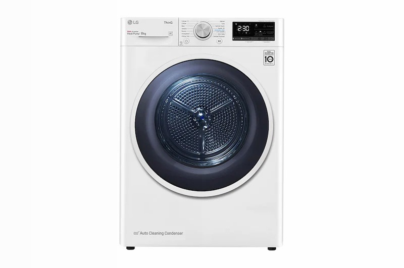 Asciugatrice LG V9 - Pompa di calore DUAL Inverter 8kg C Bianco