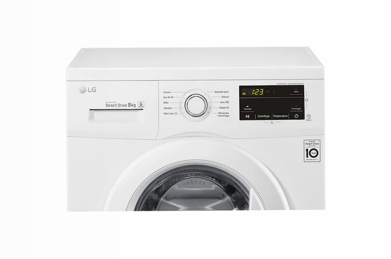 Lavatrice 8kg LG J3 - 1400 giri, Inverter Direct Drive 1400rpm Bianco