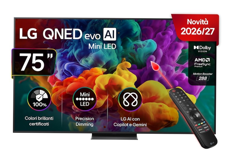 TV 75 pollici LG QNED evo AI Mini LED QNED87B 4K Smart TV 2026 - 75QNED87B6A | LG Italia 75" HD