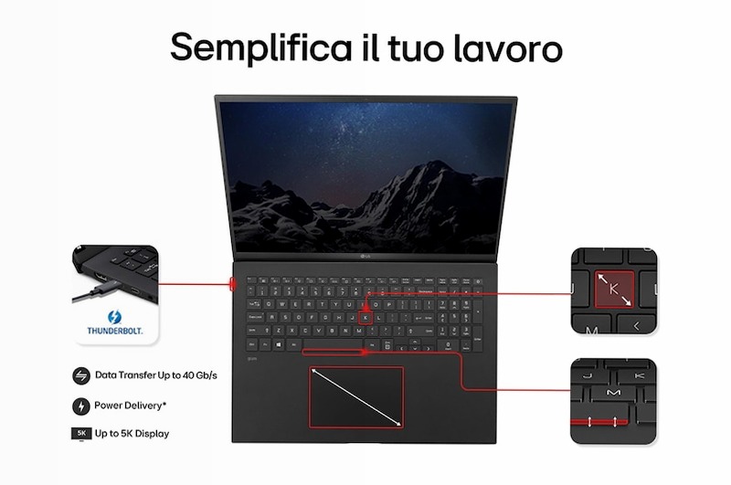 Notebook gram 17", Windows 11 Home, i5, 16GB RAM, 1TB SSD, Nero | LG Italia 16 17"