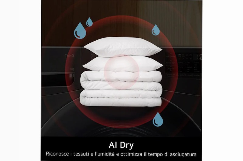 LG RH18U8AVCW Asciugatrice 18kg con AI Dry e Wi-Fi A Bianco