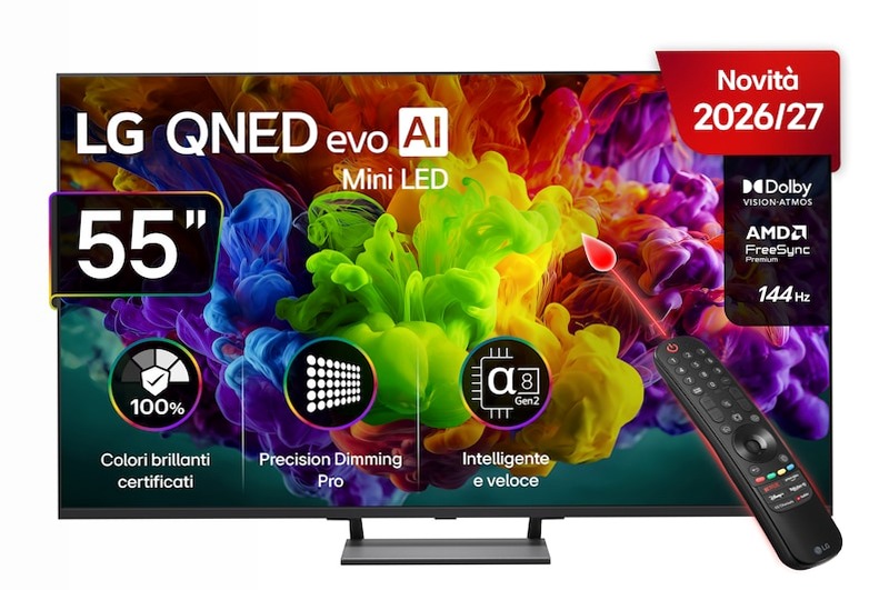 TV 55 pollici LG QNED evo AI Mini LED QNED93B 4K Smart TV 2026 - 55QNED93B6A | LG Italia 55" HD Mini-LED