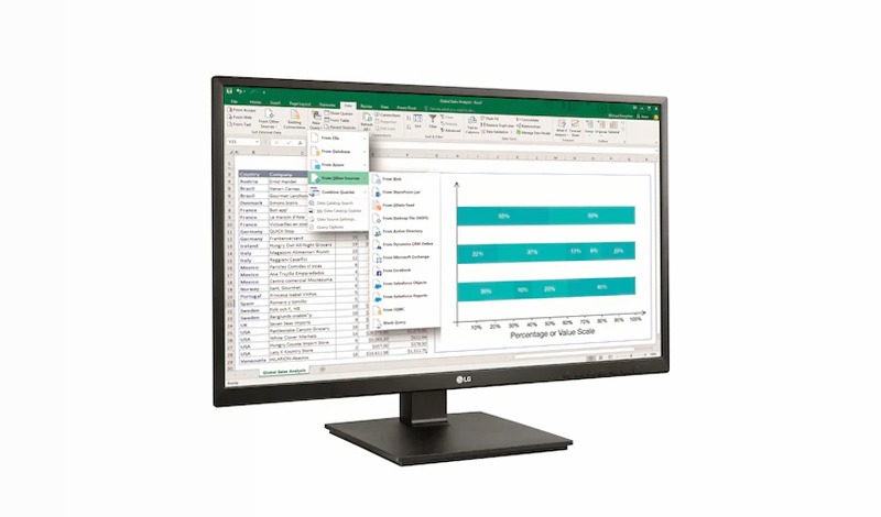 LG Monitor PC IPS 24" Full HD Linea Office Pivot Beige 1920 x 1080