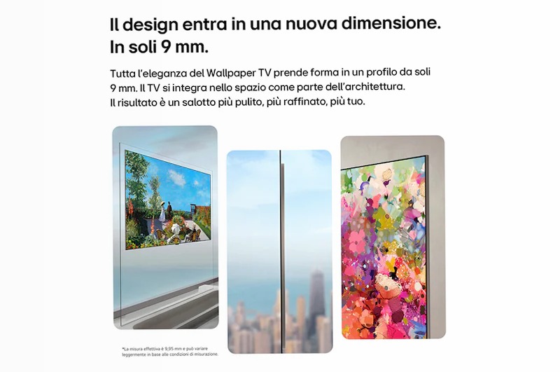 Wallpaper TV 77 pollici LG OLED evo AI W6 True Wireless 4K Smart TV 2026 - LG Italia 77" HD