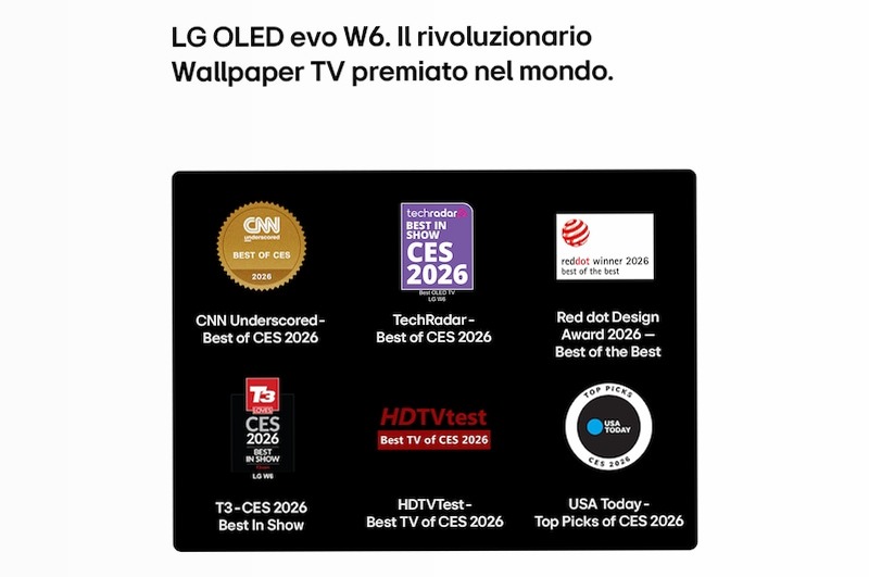Wallpaper TV 77 pollici LG OLED evo AI W6 True Wireless 4K Smart TV 2026 - LG Italia 77" HD