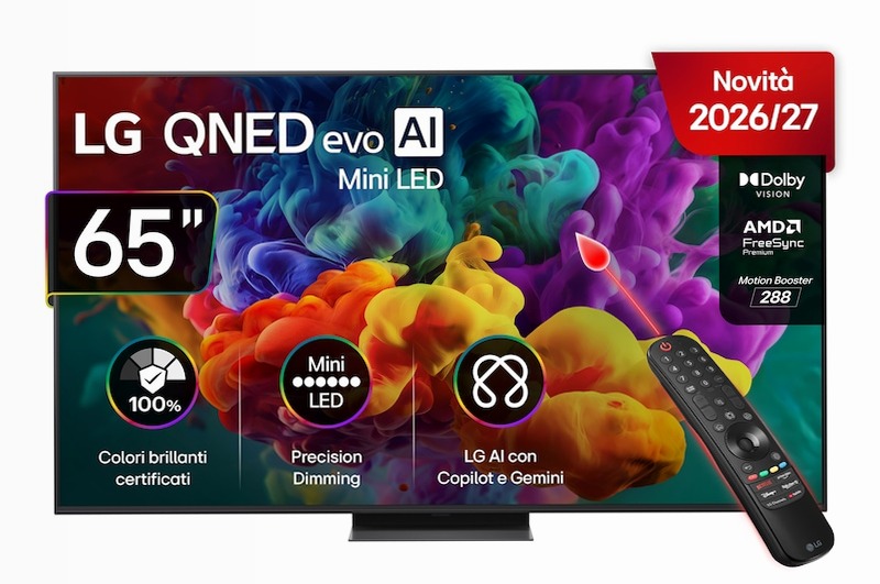 TV 65 pollici LG QNED evo AI Mini LED QNED87B 4K Smart TV 2026 - 65QNED87B6A | LG Italia 65" HD Mini-LED