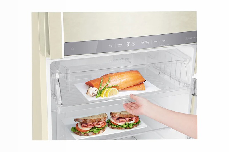 Frigorifero doppia porta | Classe E, 438L | Wi-Fi, Door&Linear Cooling, Gestione umidità, Maniglie esterne, No frost | Sabbia E 438lt