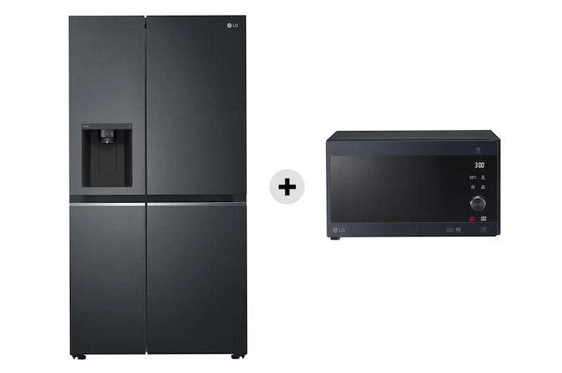 Frigorifero Side-by-Side Classe D 635L + Microonde NeoChef 1000W Acciaio Libera