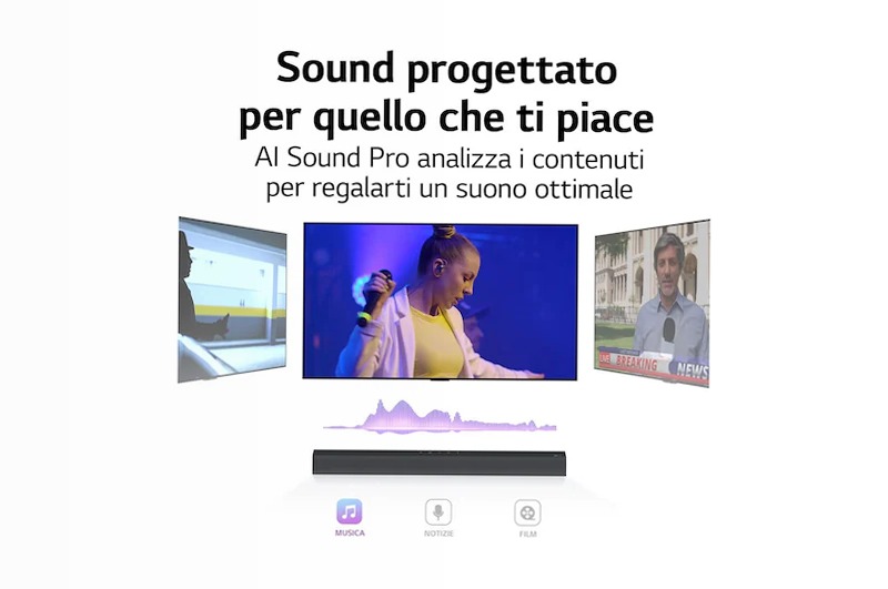 LG Soundbar S60Q | 300W I 2.1 canali | Dolby Atmos Virtual, AI Sound Pro