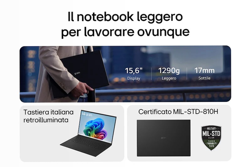 Notebook gram 15,6" Copilot+ PC - Nero 16 Windows