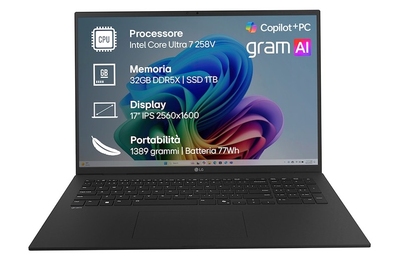 Notebook gram 17"; Copilot+ PC, Windows 11 Home, Ultra 7, 32GB RAM, 1TB SSD, Nero 32