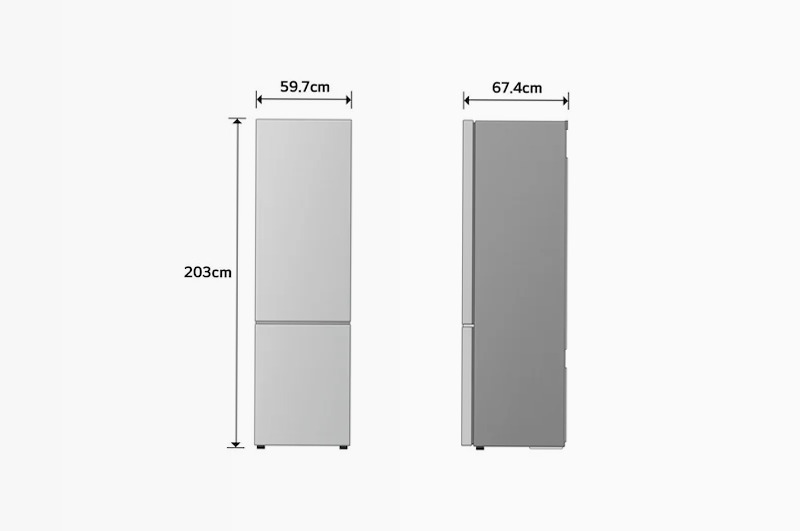 Frigorifero combinato Fit & Max 60 cm | Classe A, 375 L | AI Inverter, Wi-Fi, Door Cooling, Total No Frost | Prime Silver | LG Italia Argento