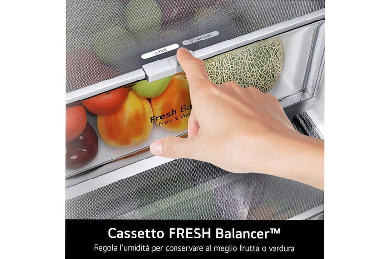 Frigorifero combinato Fit & Max 60 cm | Classe A, 375 L | AI Inverter, Wi-Fi, Door Cooling, Total No Frost | Prime Silver | LG Italia Argento